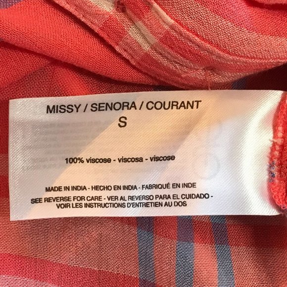 Nine West Georgia Iconic Plaid High Low Long Sleeve Top in Pink - Size S - Picture 5 of 6